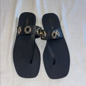 LARROUDE Milan Jelly T-Strap Sandal in Black NEW